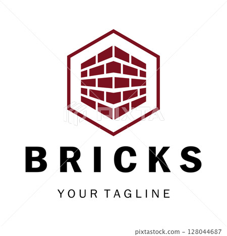 creative brick logo designs for buildings, architectural buildings, civil engineering, building materials shops 128044687