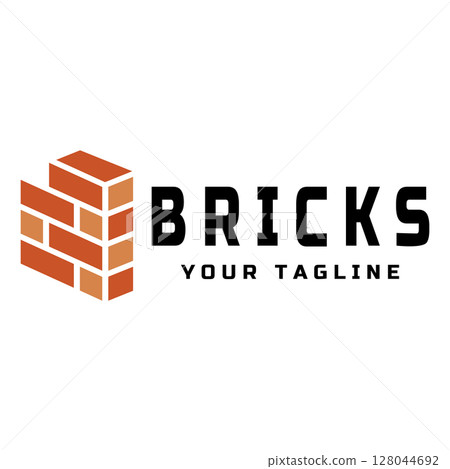 creative brick logo designs for buildings, architectural buildings, civil engineering, building materials shops 128044692