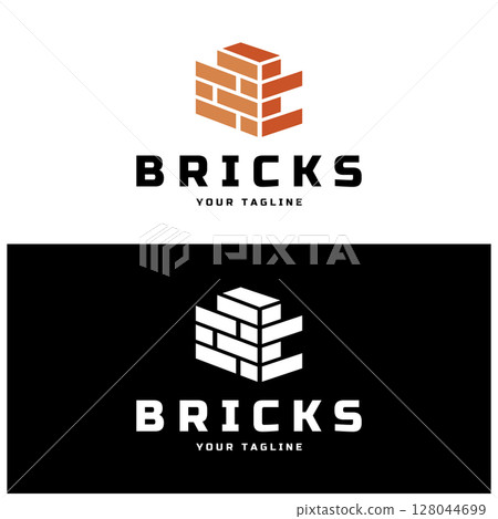 creative brick logo designs for buildings, architectural buildings, civil engineering, building materials shops 128044699