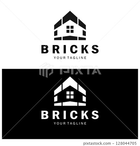 creative brick logo designs for buildings, architectural buildings, civil engineering, building materials shops 128044705