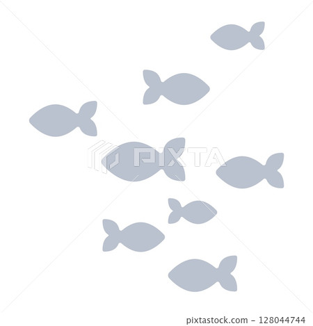 Simple School of Fish Silhouettes Illustration Simple School of Fish Silhouettes Illustration 128044744