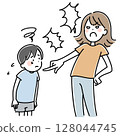 Illustration of a mother scolding her child 128044745