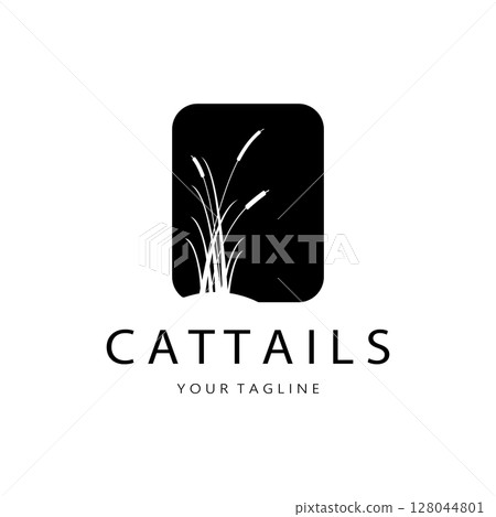 cattails or river reed grass plant logo design, aquatic plants, swamp, wild grass vector cattails or river reed grass plant logo design, aquatic plants, swamp, wild grass vector 128044801