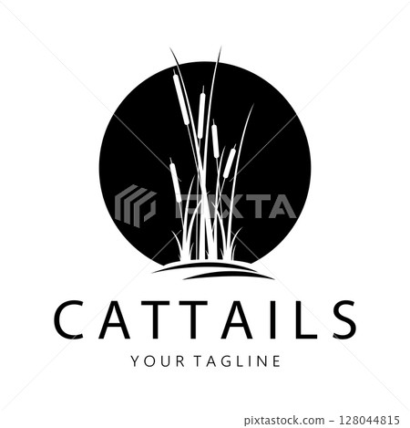 cattails or river reed grass plant logo design, aquatic plants, swamp, wild grass vector cattails or river reed grass plant logo design, aquatic plants, swamp, wild grass vector 128044815