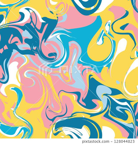 色彩繽紛、明亮的夏日大理石無縫圖案。時尚清新的向量插圖背景素材。 128044823