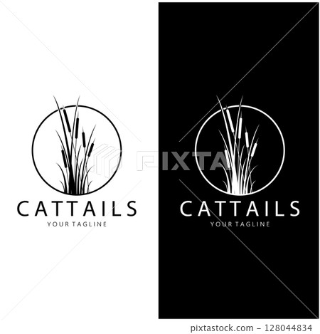 cattails or river reed grass plant logo design, aquatic plants, swamp, wild grass vector cattails or river reed grass plant logo design, aquatic plants, swamp, wild grass vector 128044834