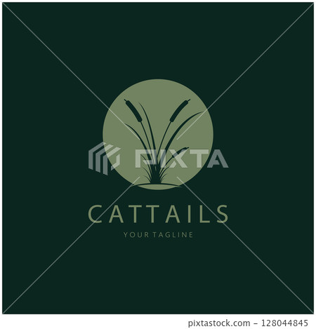 cattails or river reed grass plant logo design, aquatic plants, swamp, wild grass vector cattails or river reed grass plant logo design, aquatic plants, swamp, wild grass vector 128044845