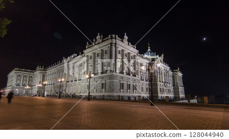 Royal Palace of Madrid Palacio Real de Madrid timelapse hyperlapse at night 128044940