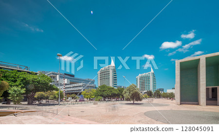 Park of Nations in Lisbon timelapse hyperlapse. Portugal 128045091