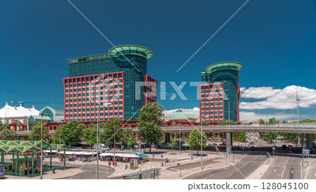 Aerial timelapse hyperlapse of Centro Colombo and modern office buildings in Lisbon. Portugal. Aerial timelapse hyperlapse of Centro Colombo and modern office buildings in Lisbon. Portugal. 128045100