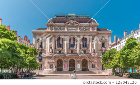 Timelapse hyperlapse of Theatre des Celestins in Lyon, France. A historic theatre on Place des Celestins Timelapse hyperlapse of Theatre des Celestins in Lyon, France. A historic theatre on Place des Celestins 128045126