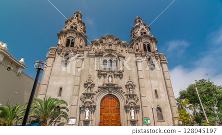 Parroquia Virgen Milagrosa Church in Lima, close to Kennedy Park timelapse hyperlapse, Peru 128045197