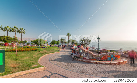 El Parque del Amor or Love park timelapse hyperlapse in Miraflores, Lima, Peru. 128045200