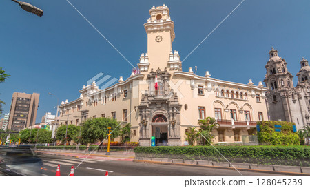 Lima City hall timelapse hyperlapse, municipality of Miraflores near to Kennedy park. Lima, Peru 128045239