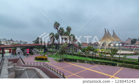 The Muralla Park day to night timelapse. It is a public park located in the city of Lima. 128045245