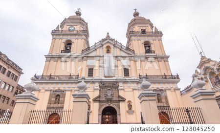 Exterior of the Basilica of San Pedro timelapse hyperlapse built by the Society of Jesus in the sixteenth century. Lima, Peru Exterior of the Basilica of San Pedro timelapse hyperlapse built by the Society of Jesus in the sixteenth century. Lima, Peru 128045250