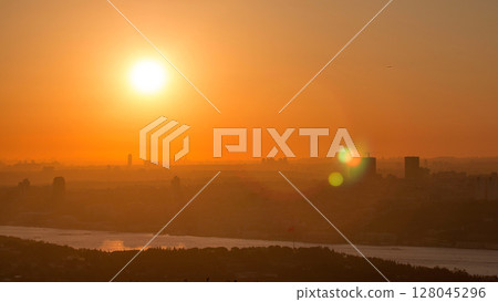 Colorful sunset on Bosphorus timelapse from Camlica hill with city skyline in Istanbul. Colorful sunset on Bosphorus timelapse from Camlica hill with city skyline in Istanbul. 128045296