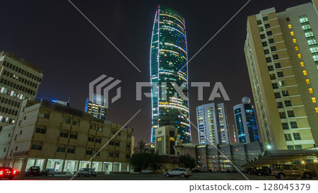 The 240 meters high Tower timelapse hyperlapse in Kuwait City. Kuwait, Middle East 128045379