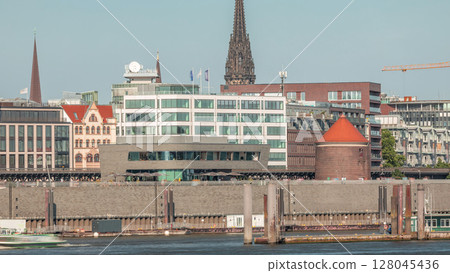 Jan Fedder Promenade timelapse in Hamburg, Germany, a vibrant waterfront area. Jan Fedder Promenade timelapse in Hamburg, Germany, a vibrant waterfront area. 128045436