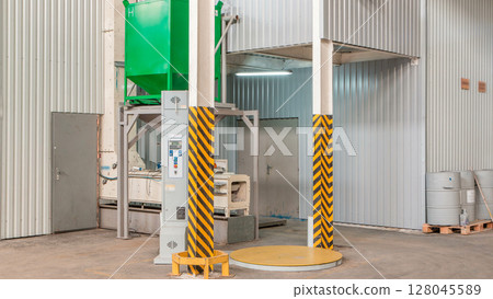 Electrical mill machinery and elevator for the production of seeds timelapse. Grain equipment. 128045589