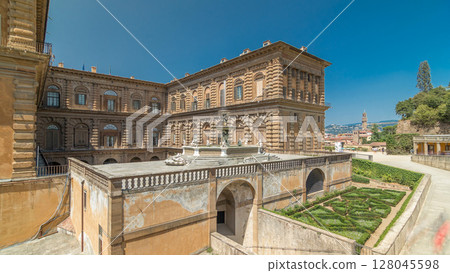 View of Boboli Garden with the back facade of Palazzo Pitti timelapse hyperlapse View of Boboli Garden with the back facade of Palazzo Pitti timelapse hyperlapse 128045598