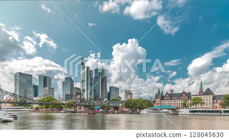 Hyperlapse of the historical Eiserner Steg or Iron Bridge over the Main River in Frankfurt, Germany Hyperlapse of the historical Eiserner Steg or Iron Bridge over the Main River in Frankfurt, Germany 128045630