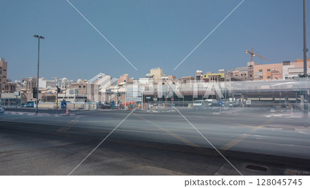 Intersection at entrance of the Dubai Old Souq in Dubai timelapse 128045745
