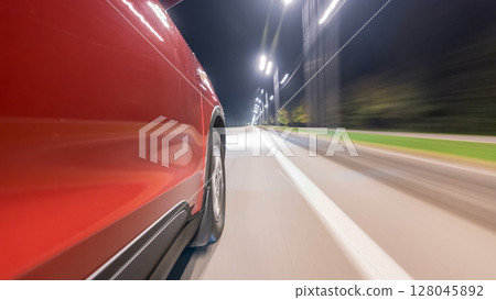 Drivelapse from Side of Car moving on a night highway timelapse hyperlapse Drivelapse from Side of Car moving on a night highway timelapse hyperlapse 128045892