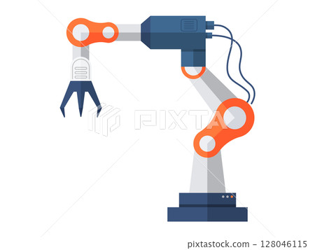 Business process automation, use of robots and machines vector illustration. Robotic arm, operation of automated systems and software. Startup, digital era algorithm artificial intelligence domination Business process automation, use of robots and machines vector illustration. Robotic arm, operation of automated systems and software. Startup, digital era algorithm artificial intelligence domination 128046115