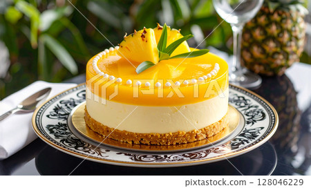 鳳梨慕斯柳橙果凍蛋糕 128046229