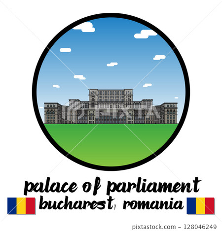 Circle Icon Palace of Parliament. Vector illustration 128046249