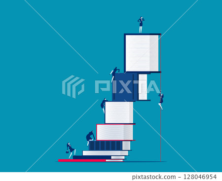 Business people climbing the ladder of books Business people climbing the ladder of books 128046954