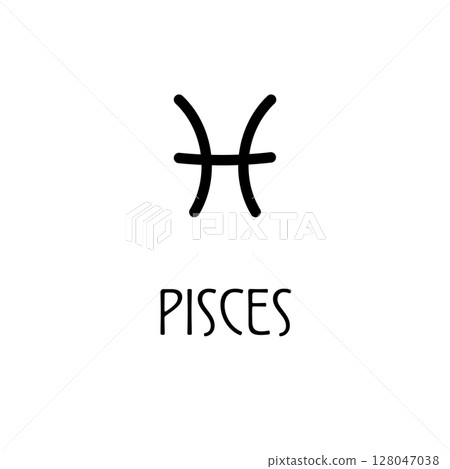 Pisces zodiac symbol icon with minimalist curved design 128047038