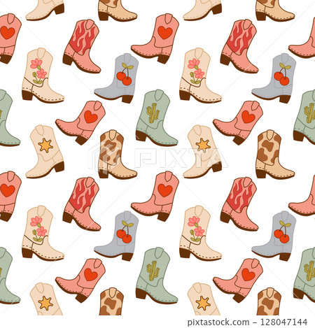Seamless pattern with cute cowboy boots Seamless pattern with cute cowboy boots 128047144