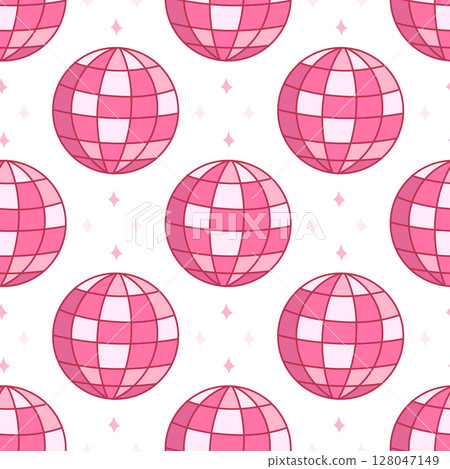 Repeating pattern of pink disco balls 128047149