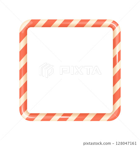 Simple red striped candy cane frame for Christmas templates 128047161