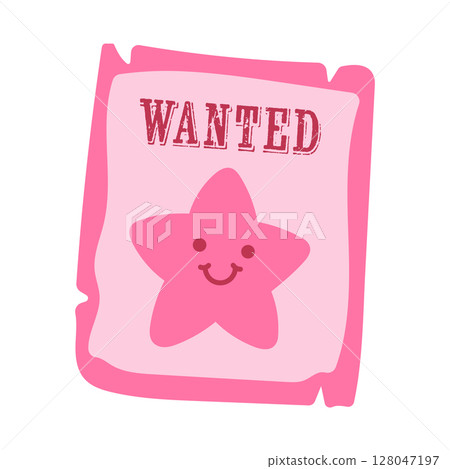 Funny wanted star poster in kawaii pink style Funny wanted star poster in kawaii pink style 128047197