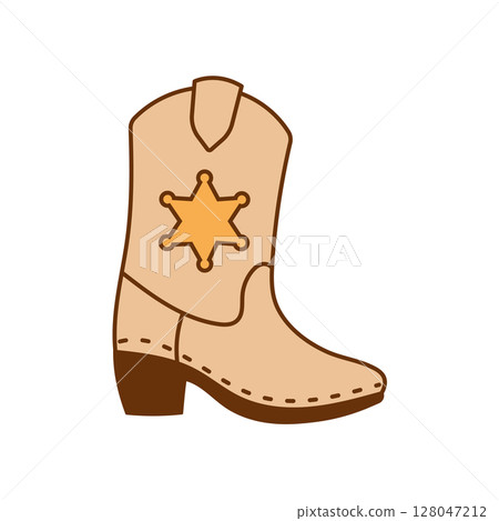 Sheriff star on classic cowboy boot vector illustration 128047212
