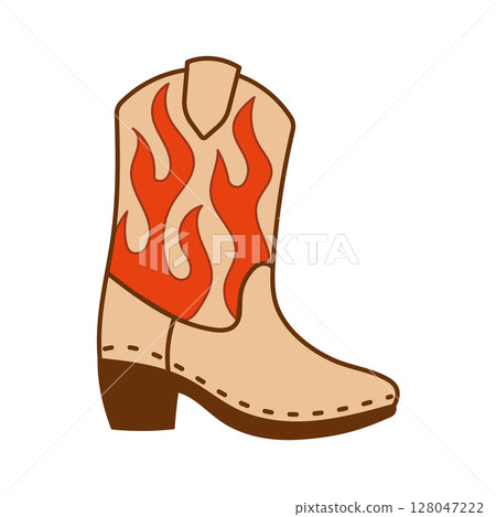 Cowboy boot with bold red flame pattern graphic Cowboy boot with bold red flame pattern graphic 128047222