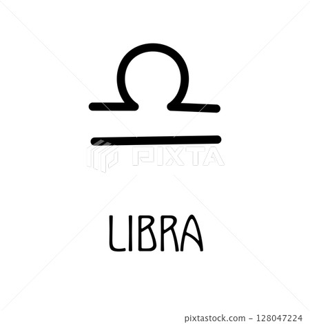 Libra zodiac sign icon, clean minimalist black symbol 128047224