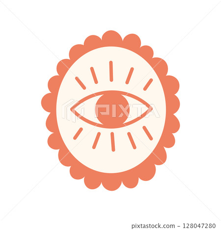 Mystical eye icon in scalloped frame 128047280