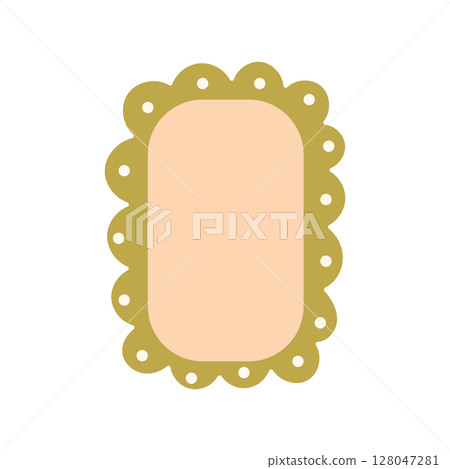 Blank scallop frame in olive green lace style 128047281