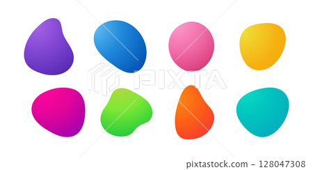 Colorful liquid gradient blobs set with abstract organic shapes Colorful liquid gradient blobs set with abstract organic shapes 128047308
