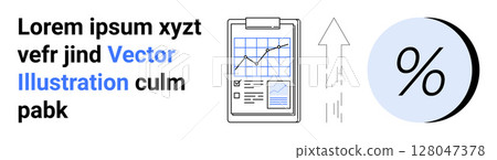 Business growth chart on clipboard, upward arrow, and percentage symbol. Ideal for finance, business analytics, marketing, performance tracking, economic reports, investment strategies, data Business growth chart on clipboard, upward arrow, and percentage symbol. Ideal for finance, business analytics, marketing, performance tracking, economic reports, investment strategies, data 128047378