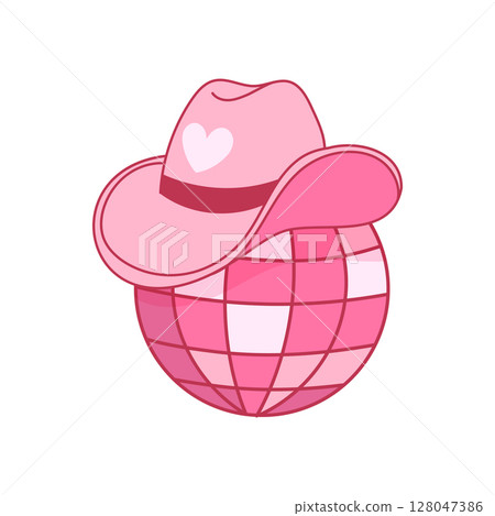 Pink Cowgirl Disco Ball design element 128047386