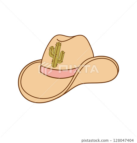 Cowboy Hat with Cactus Embroidery Illustration Cowboy Hat with Cactus Embroidery Illustration 128047404