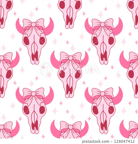 Pink Skull with Bow Pattern for Western Vibe Pink Skull with Bow Pattern for Western Vibe 128047412