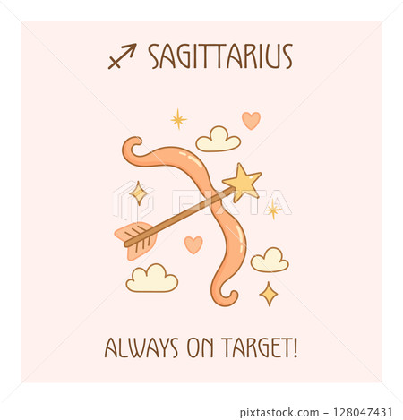 Sagittarius zodiac sign poster, arrow illustration 128047431