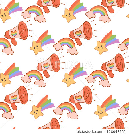 Cute Pride Elements Pattern with Rainbows Cute Pride Elements Pattern with Rainbows 128047531