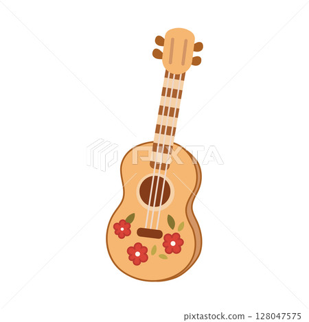 Floral Western Guitar Illustration for Creative Music-Themed Designs Floral Western Guitar Illustration for Creative Music-Themed Designs 128047575